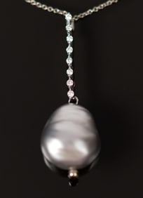 ROBERTO COIN ”PERL L'AMORE” DIAMOND DROP NECKLACE.