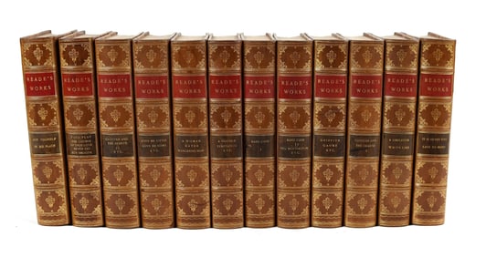 COMPLETE WORKS OF CHARLES READE FINE BINDINGS C1895.