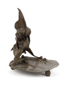 AUGUSTE-NICOLAS CAIN BRONZE, TWO QUARRELING BIRDS.