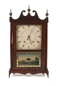 19TH C. E. TERRY AND SON PILLAR AND SCROLL CLOCK.