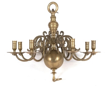 ANTIQUE DUTCH BRASS CHANDELIER.
