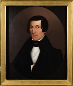 19TH C. PORTRAIT ON WOOD PANEL