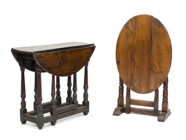 TWO ANTIQUE ENGLISH TABLES.