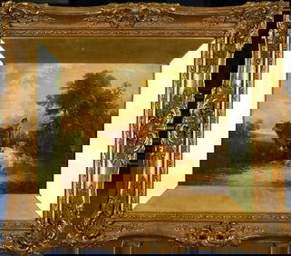 WILLIAM JOSEPH SHAYER OIL, LANDSCAPE WITH COWS.