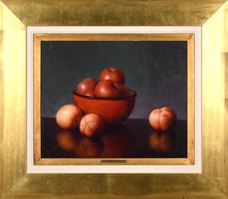 ALFRED JACKSON OIL ON CANVAS, STILL LIFE WITH APPLES.