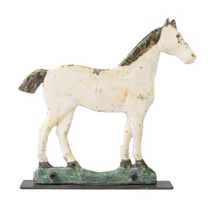 ANTIQUE CAST IRON HORSE MILL WEIGHT.