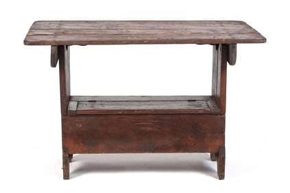 ANTIQUE DIMINUTIVE HUTCH TABLE.