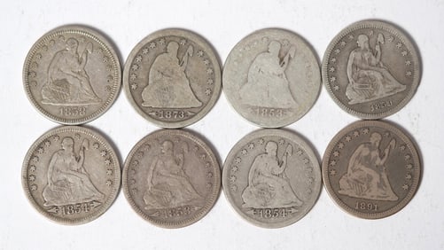 EIGHT MID/LATE 19TH C. SEATED QUARTERS.
