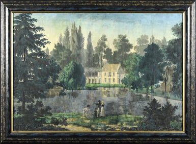 EARLY 19TH C. OVER MANTLE GOUACHE, LANDSCAPE.