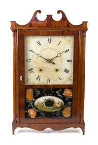 ANTIQUE MARK LEAVENWORTH PILLAR AND SCROLL CLOCK.