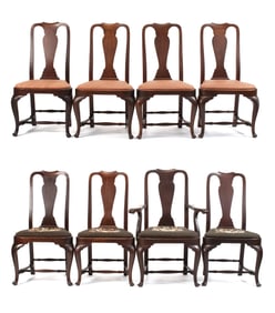 SET OF EIGHT CENTENNIAL QUEEN ANNE STYLE CHAIRS.