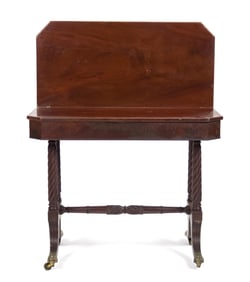 19TH C. CARVED FEDERAL GAMES TABLE.