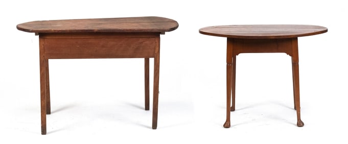 TWO ANTIQUE COUNTRY TABLES.