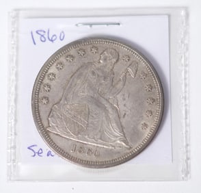 MID 19TH C. AMERICAN SEATED DOLLAR COIN.