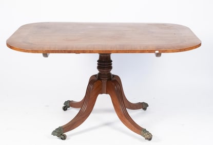 19TH C. REGENCY TILT TOP MAHOGANY BREAKFAST TABLE.
