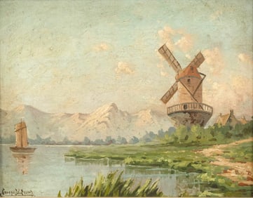GEORGE W. DREW OIL ON CANVAS, THE OLD WINDMILL.
