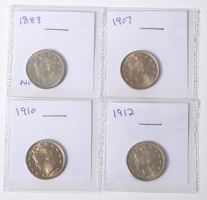 FOUR LATE 18TH/EARLY 19TH C. AMERICAN LIBERTY COINS.