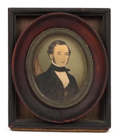 19TH C. MINIATURE WATERCOLOR PORTRAIT OF MAN.