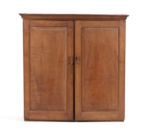 19TH C. CURLY MAPLE CUPBOARD TOP.