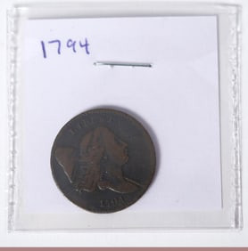 LATE 18TH C. AMERICAN HALF CENT COIN.