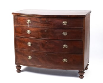 19TH C. MAHOGANY BOWFRONT CHEST.