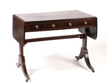 ANTIQUE ENGLISH REGENCY INLAID SOFA TABLE.