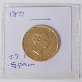 MID 19TH C. SPANISH GOLD COIN.