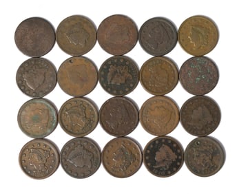 TWENTY AMERICAN LARGE CENT COINS.