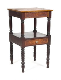 19TH C. TIGER MAPLE WASH STAND.