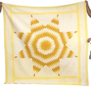 ANTIQUE STAR PATTERN APPLIQUE QUILT.