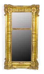 19TH C. GILT DECORATED SPLIT COLUMN MIRROR