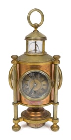 ANTIQUE TRIPLE FACE LIGHTHOUSE CLOCK/BAROMETER.