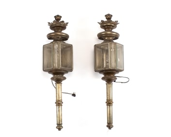 PR. ANTIQUE BRASS CARRIAGE LAMPS.