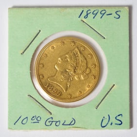 LATE 19TH C. TEN DOLLAR GOLD PIECE.