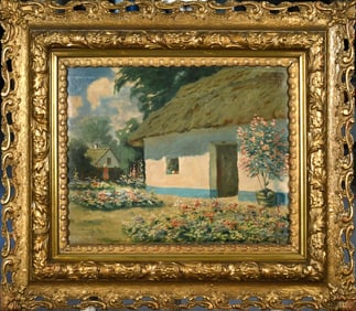 JULIAN NEMETHY OIL, COTTAGE GARDEN.