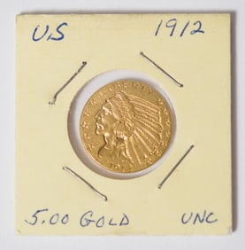 EARLY 20TH C. FIVE DOLLAR GOLD PIECE.