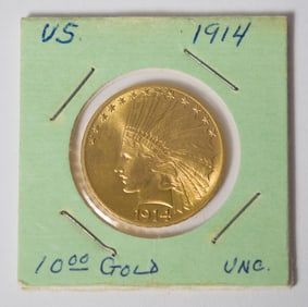 EARLY 20TH C. TEN DOLLAR GOLD PIECE.