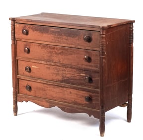 19TH C. AMERICAN RED PAINTED CHEST.