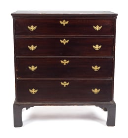 18TH C. CHIPPENDALE TWO DRAWER BLANKET CHEST.
