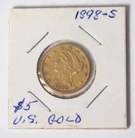 LATE 19TH C. FIVE DOLLAR GOLD PIECE.