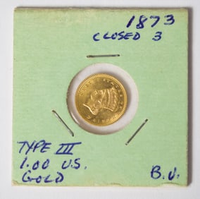 MID/LATE 19TH C. ONE DOLLAR GOLD PIECE.