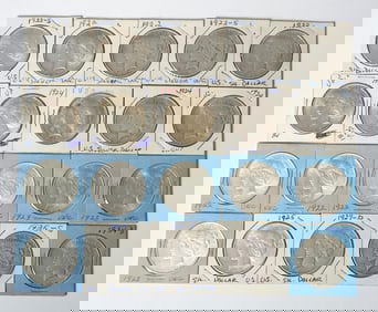 20 ASSORTED PEACE SILVER DOLLAR COINS.