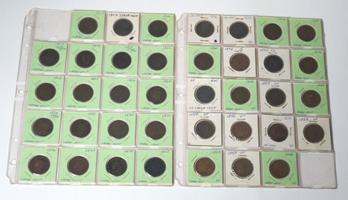 38 DIFFERENT LARGE AMERICAN CENT COINS.