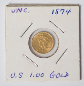 MID/LATE 19TH C. ONE DOLLAR GOLD PIECE.