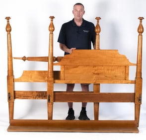 ANTIQUE TIGER MAPLE FULL SIZE BED FRAME.