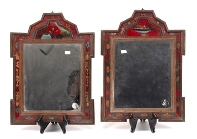 TWO EARLY 20TH C. COURTING MIRRORS.