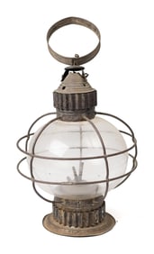 19TH C. CRIMPED TIN ONION LANTERN.