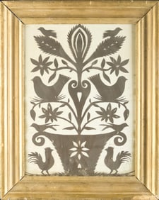 ANTIQUE SCHERENSCHNITTE PAPER CUT OUT BIRDS.