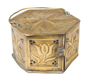 18TH C. BRASS OCTAGONAL FOOT WARMER.
