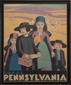 VINTAGE KATHERINE MILHOUS PA TRAVEL POSTER.